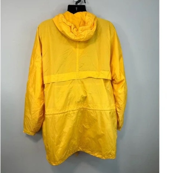 Ebtek Eddie Bauer Rain Coat Yellow Vented Men's Roll Up Hood LIghtweight -Large - Picture 2 of 11